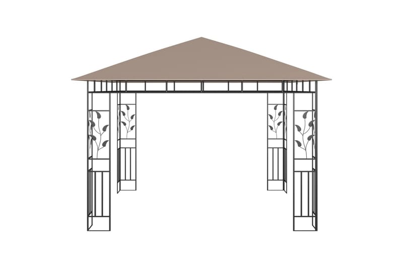 pavillon med myggenet 3x3x2,73 m 180 g/m² gråbrun - Gråbrun - Komplet pavillon