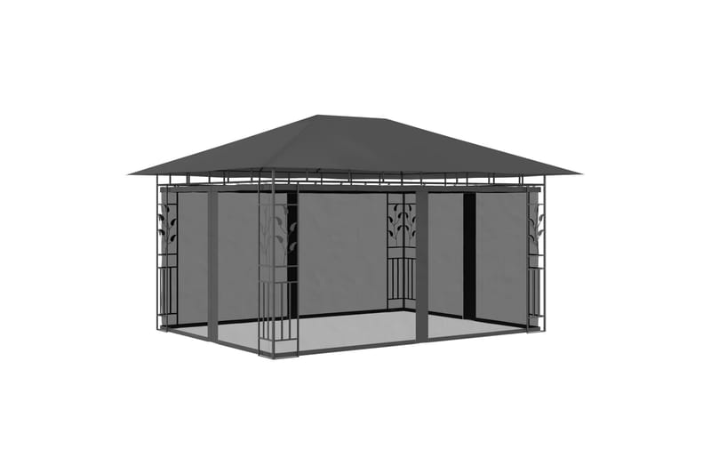 Pavillon Med Myggenet 4X3X2,73 M 180 G/M² Antracitgrå - Komplet pavillon