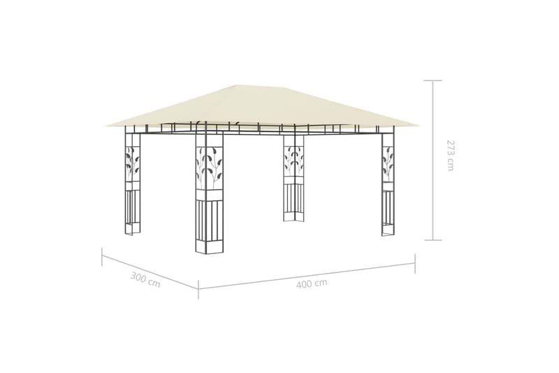 Pavillon Med Myggenet 4X3X2,73 M 180 G/M² Cremefarvet - Komplet pavillon