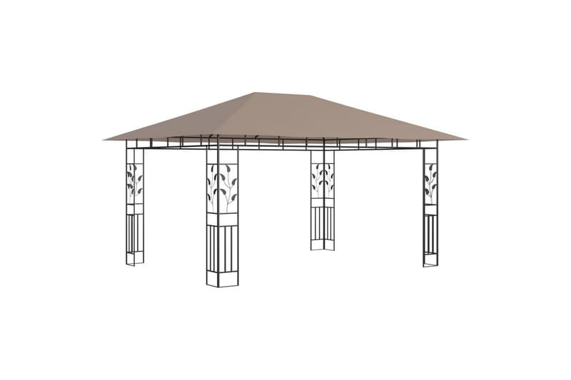 pavillon med myggenet 4x3x2,73 m 180 g/m² gråbrun - Gråbrun - Havemøbler - Solafskærmning - Havepavilloner - Komplet pavillon