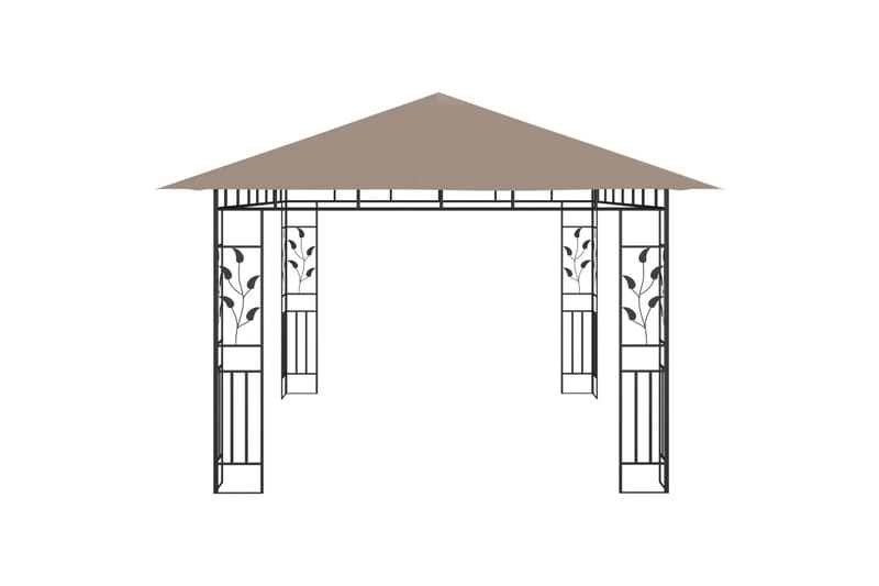 pavillon med myggenet 4x3x2,73 m 180 g/m² gråbrun - Gråbrun - Havemøbler - Solafskærmning - Havepavilloner - Komplet pavillon
