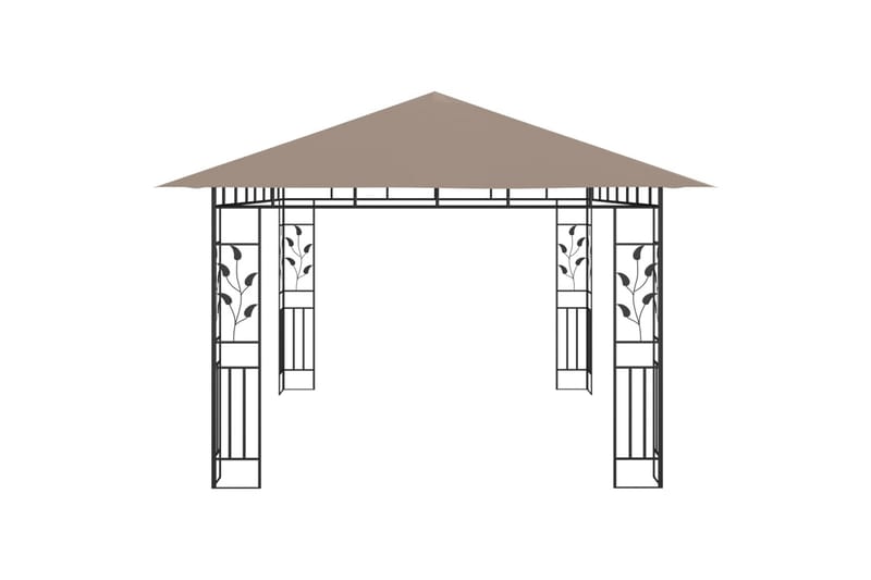 pavillon med myggenet 4x3x2,73 m 180 g/m² gråbrun - Gråbrun - Komplet pavillon