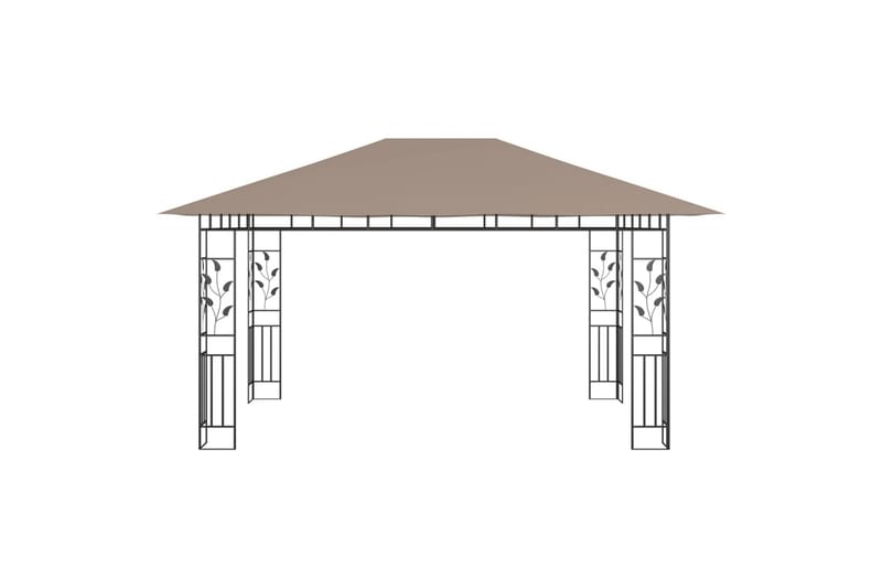 pavillon med myggenet 4x3x2,73 m 180 g/m² gråbrun - Gråbrun - Havemøbler - Solafskærmning - Havepavilloner - Komplet pavillon