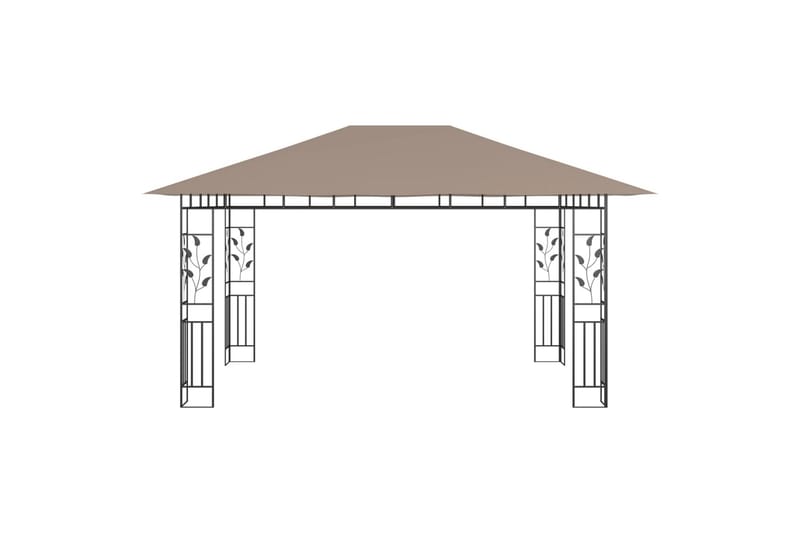 pavillon med myggenet 4x3x2,73 m 180 g/m² gråbrun - Gråbrun - Komplet pavillon
