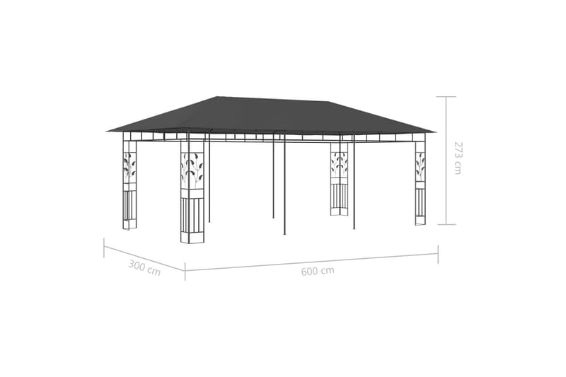 Pavillon Med Myggenet 6X3X,2,73 M Antracitgrå - Havemøbler - Solafskærmning - Havepavilloner - Komplet pavillon