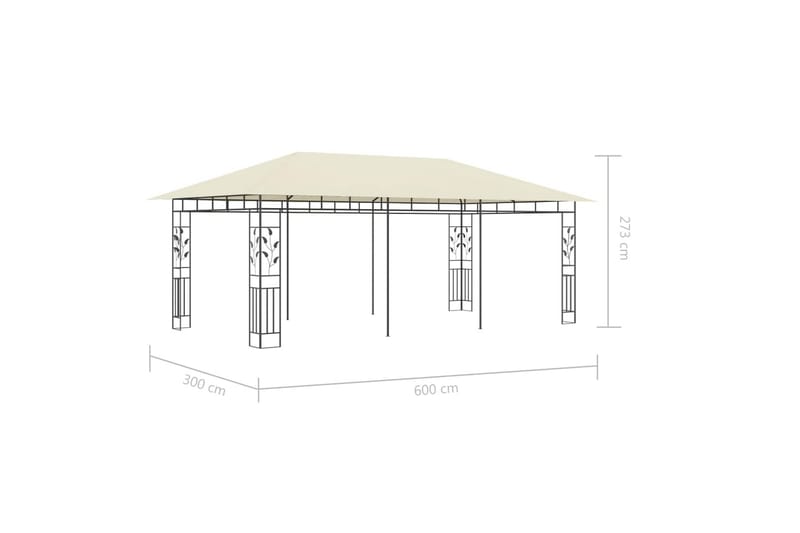 Pavillon Med Myggenet 6X3X2,73 cm Cremefarvet - Komplet pavillon