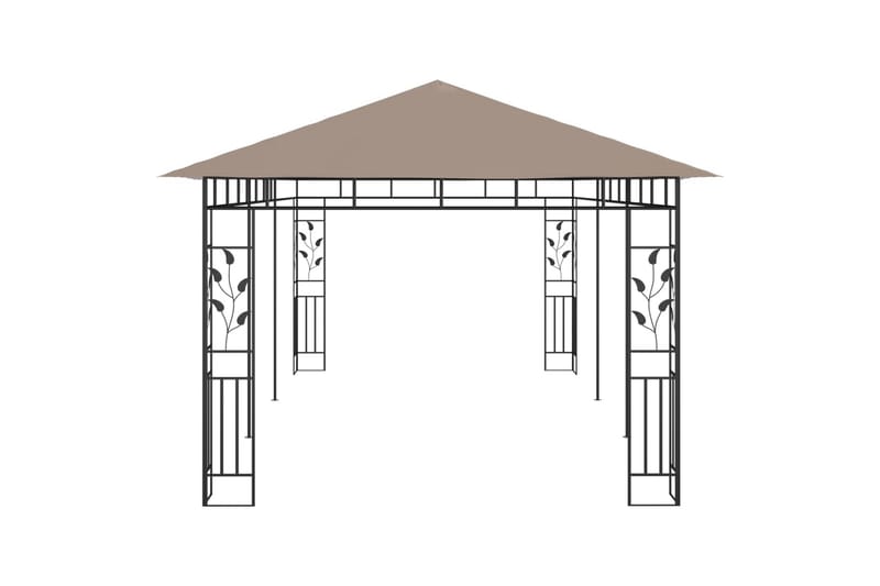 pavillon med myggenet 6x3x2,73 m 180 g/m² gråbrun - Gråbrun - Komplet pavillon