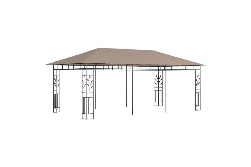 pavillon med myggenet 6x3x2,73 m 180 g/m² gråbrun - Gråbrun - Komplet pavillon