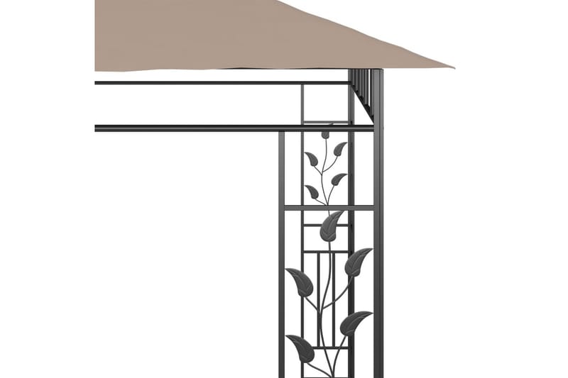 pavillon med myggenet 6x3x2,73 m 180 g/m² gråbrun - Gråbrun - Komplet pavillon