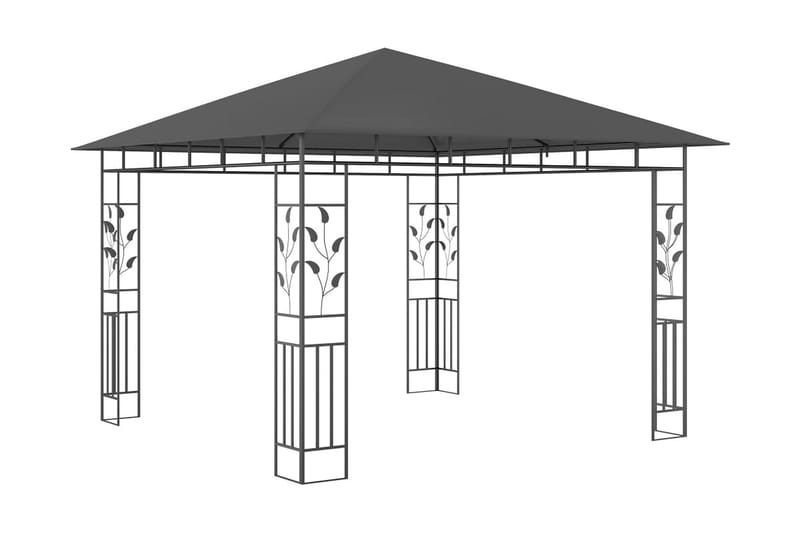 pavillon med myggenet og lyskæder 3x3x2,73 m 180 g/m² - Antracit - Havemøbler - Solafskærmning - Havepavilloner - Komplet pavillon