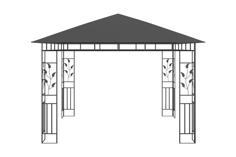 pavillon med myggenet og lyskæder 3x3x2,73 m 180 g/m² - Antracit - Komplet pavillon