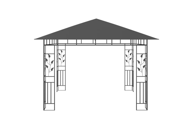 pavillon med myggenet og lyskæder 3x3x2,73 m 180 g/m² - Antracit - Havemøbler - Solafskærmning - Havepavilloner - Komplet pavillon