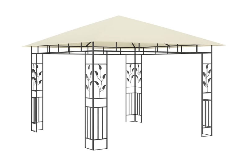 pavillon med myggenet og lyskæder 3x3x2,73 m 180 g/m² creme - Creme - Komplet pavillon