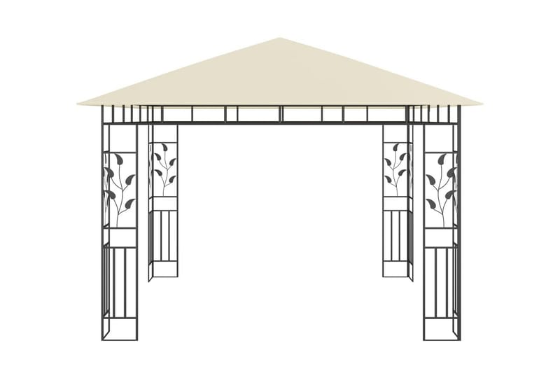 pavillon med myggenet og lyskæder 3x3x2,73 m 180 g/m² creme - Creme - Komplet pavillon