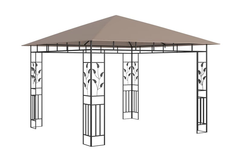 pavillon med myggenet og lyskæder 3x3x2,73 m 180 g/m² - Gråbrun - Komplet pavillon