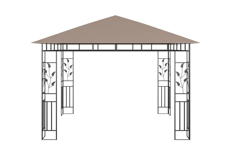 pavillon med myggenet og lyskæder 3x3x2,73 m 180 g/m² - Gråbrun - Havemøbler - Solafskærmning - Havepavilloner - Komplet pavillon