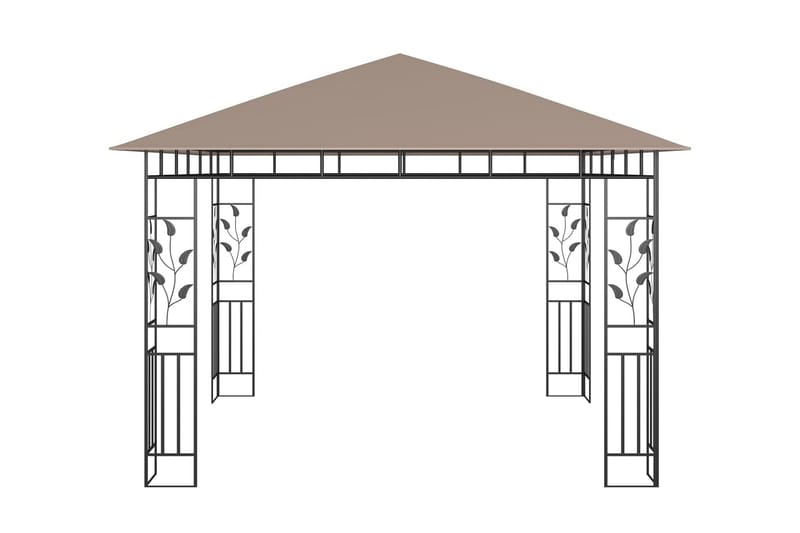 pavillon med myggenet og lyskæder 3x3x2,73 m 180 g/m² - Gråbrun - Komplet pavillon