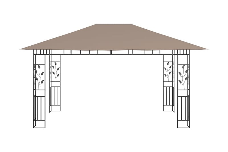 pavillon med myggenet og lyskæder 4x3x2,73 m 180 g/m² - Gråbrun - Komplet pavillon
