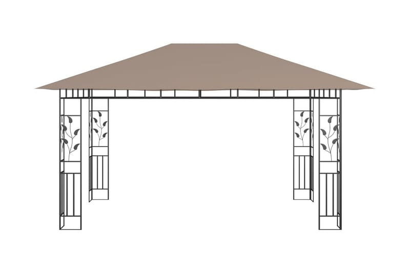pavillon med myggenet og lyskæder 4x3x2,73 m 180 g/m² - Gråbrun - Havemøbler - Solafskærmning - Havepavilloner - Komplet pavillon