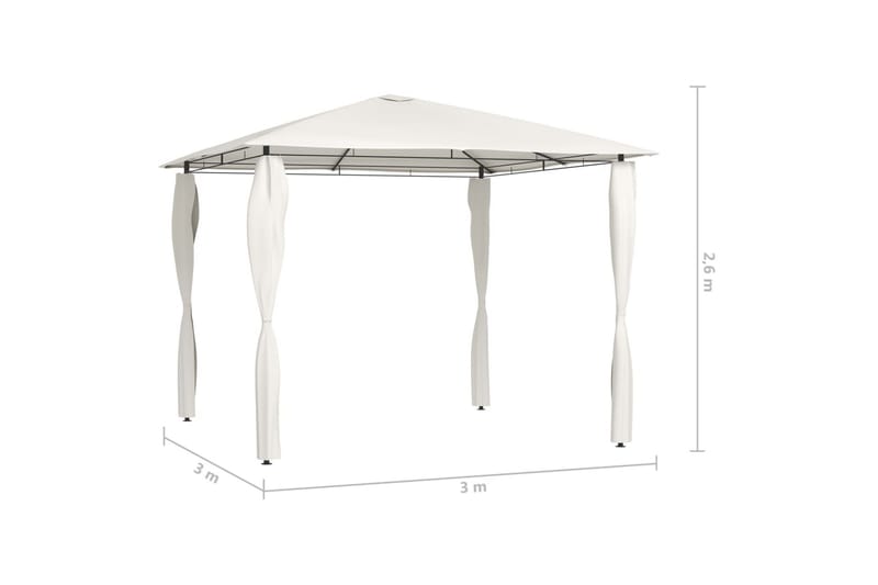 pavillon med sidevæg 3x3x2,6 m 160 g/m² cremefarvet - Creme - Havemøbler - Solafskærmning - Havepavilloner - Komplet pavillon
