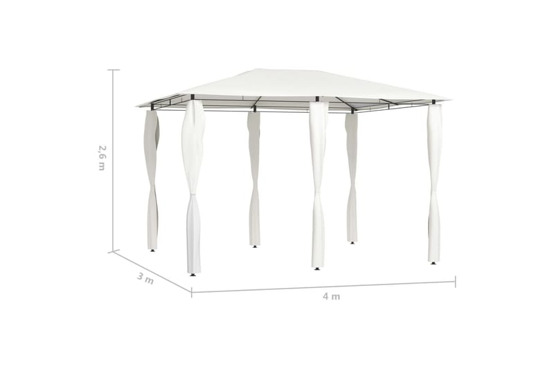 pavillon med sidevæg 3x4x2,6 m 160 g/m² cremefarvet - Creme - Havemøbler - Solafskærmning - Havepavilloner - Komplet pavillon