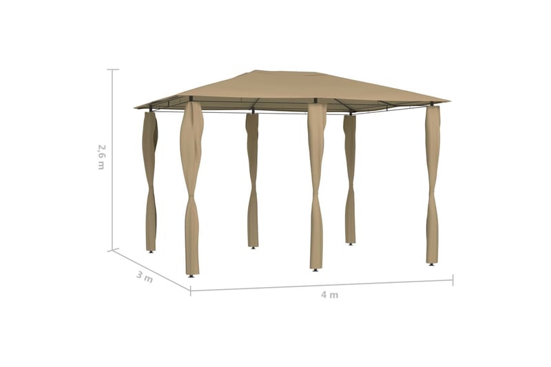 pavillon med sidevæg 3x4x2,6 m 160 g/m² gråbrun - Gråbrun - Havemøbler - Solafskærmning - Havepavilloner - Komplet pavillon