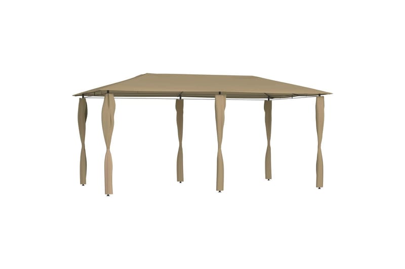 pavillon med sidevæg 3x6x2,6 m 160 g/m² gråbrun - Gråbrun - Havemøbler - Solafskærmning - Havepavilloner - Komplet pavillon