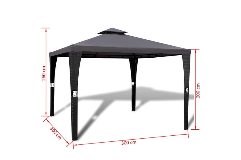 Pavillon Med Tag 3 X 3 M Mørkegrå - Grå - Havemøbler - Solafskærmning - Havepavilloner - Komplet pavillon