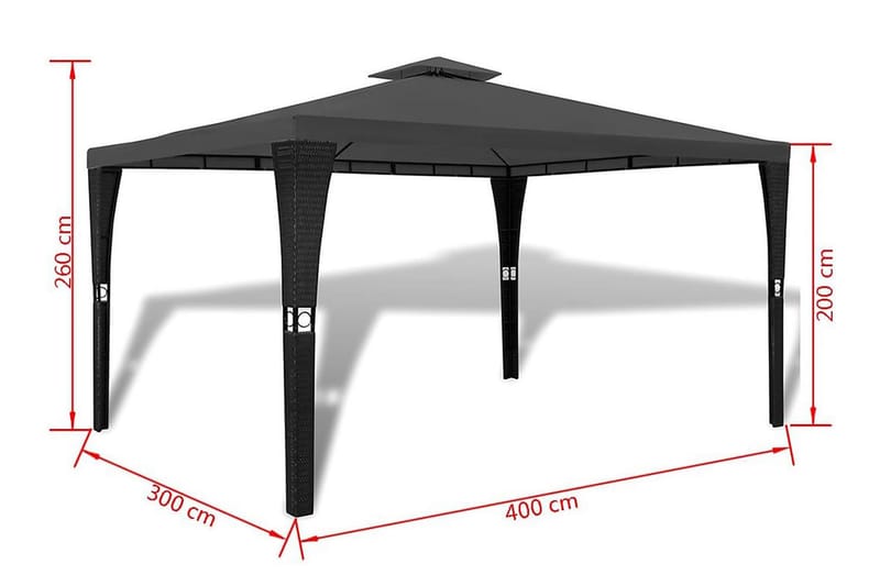 Pavillon Med Tag 3 X 4 M Mørkegrå - Grå - Havemøbler - Solafskærmning - Havepavilloner - Komplet pavillon