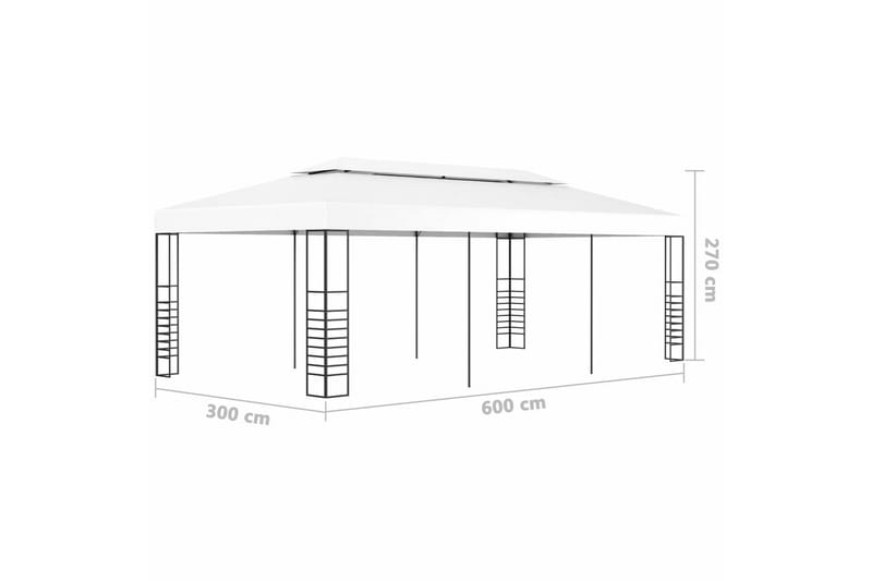 Pavillontelt 6x3 m Hvid - Hvid - Komplet pavillon