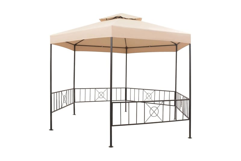 Pavillontelt Med Baldakin Sekskantet Beige 323 X 265 Cm - Beige - Havemøbler - Solafskærmning - Havepavilloner - Komplet pavillon