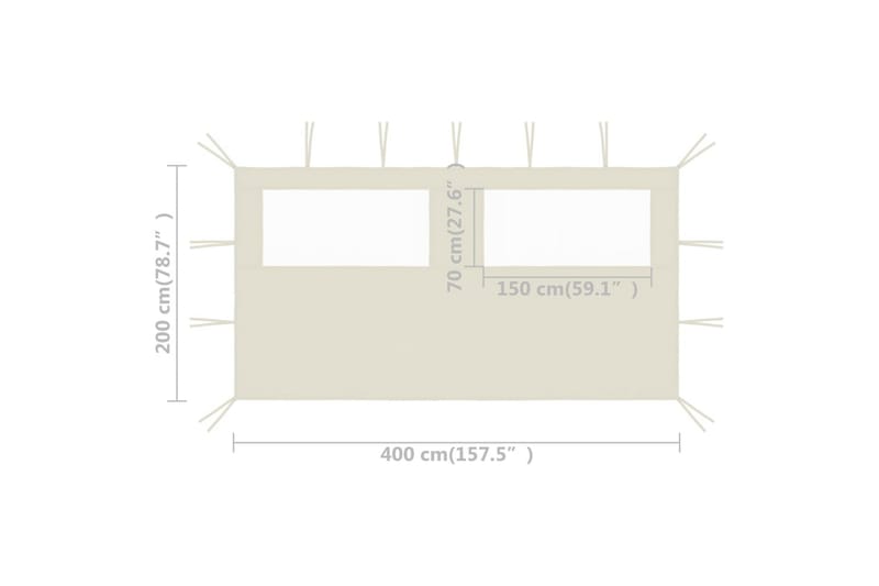 pavillonvæg med vinduer 4x2 m cremefarvet - Creme - Havemøbler - Solafskærmning - Havepavilloner - Komplet pavillon