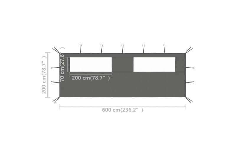 pavillonvæg med vinduer 6x2 m antracitgrå - Antracit - Komplet pavillon