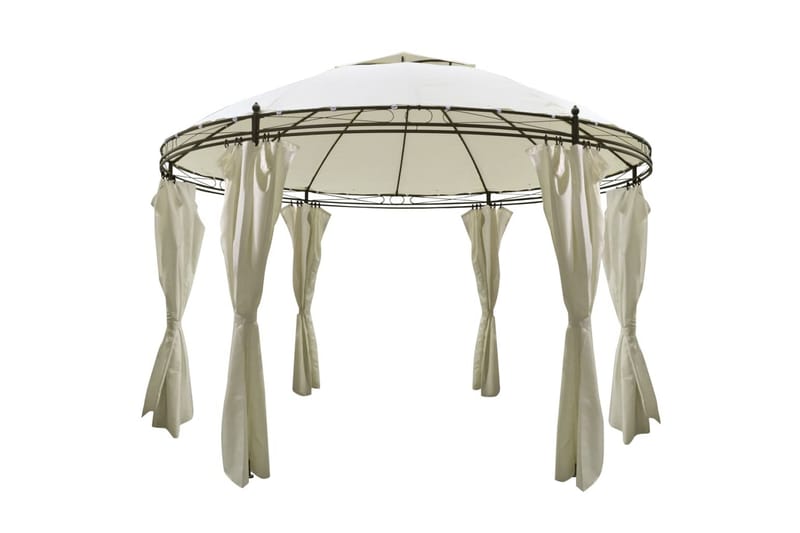 Rund Pavillon Med Gardiner 3,5 X 2,7 M - Creme - Komplet pavillon