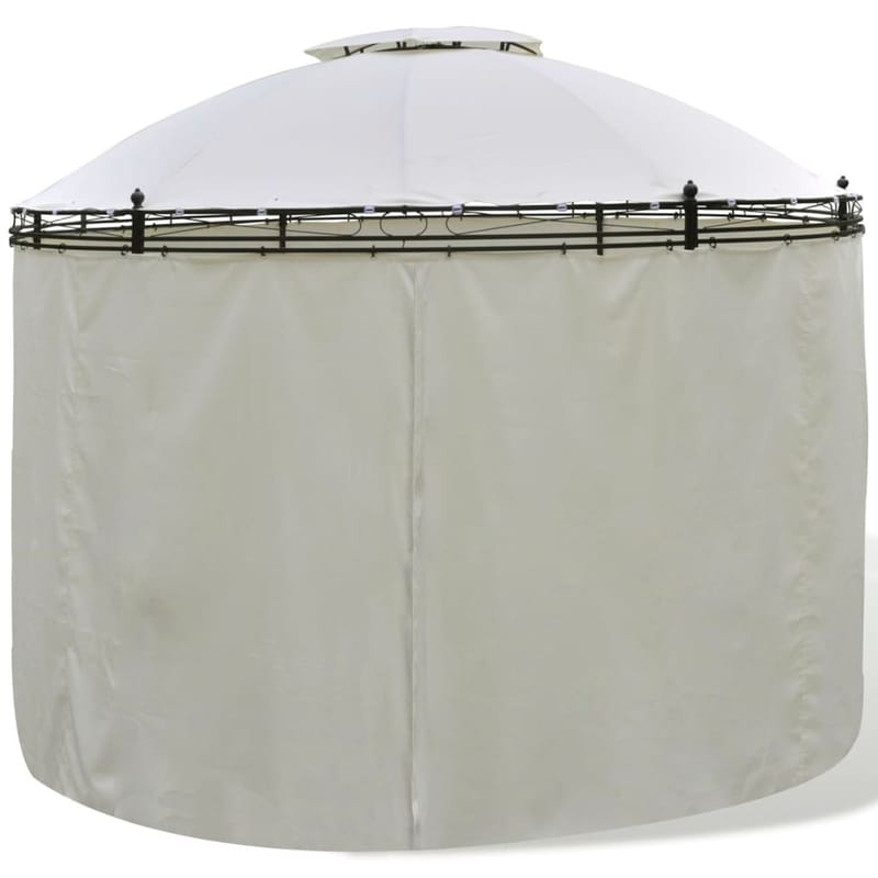 Rund Pavillon Med Gardiner 3,5 X 2,7 M - Creme - Havemøbler - Solafskærmning - Havepavilloner - Komplet pavillon