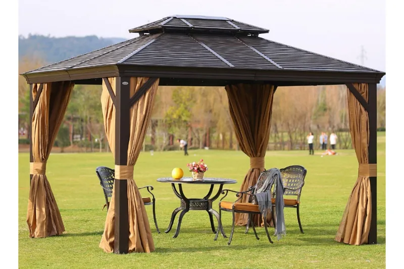 Sunsætia Pavillon 300x400x270 cm - Brun/Beige - Havemøbler - Solafskærmning - Havepavilloner - Komplet pavillon