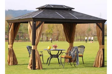 Sunsætia Pavillon 300x400x270 cm - Brun/Beige - Havemøbler - Solafskærmning - Havepavilloner - Komplet pavillon