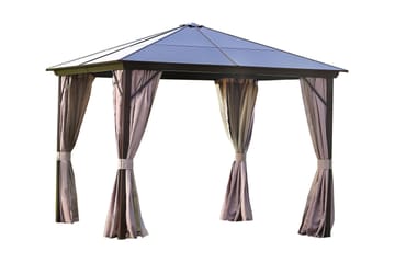 Sunsætia Pavillon 300x300x267 cm Polycarbonat tag - Brun/Beige - Havemøbler - Solafskærmning - Havepavilloner - Komplet pavillon