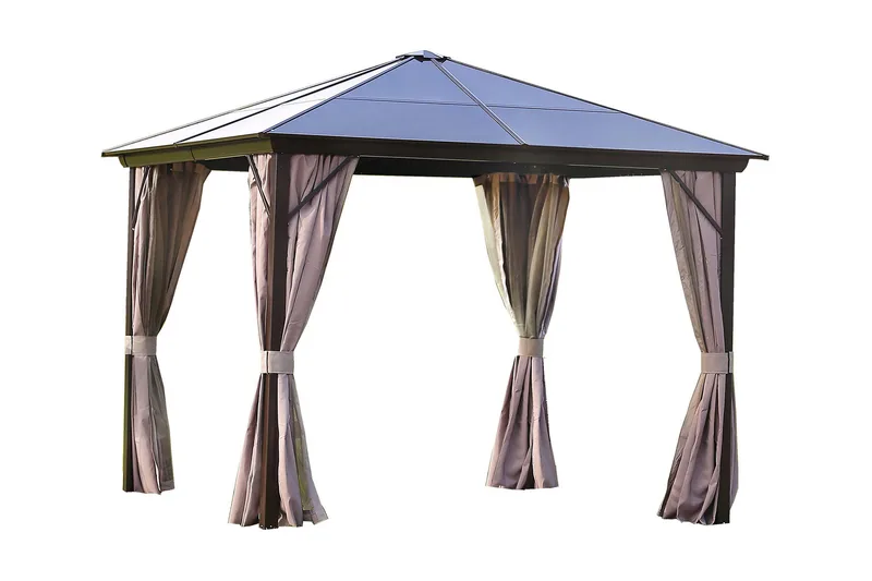 Sunsætia Pavillon 300x300x267 cm Polycarbonat tag, Brun/Beige