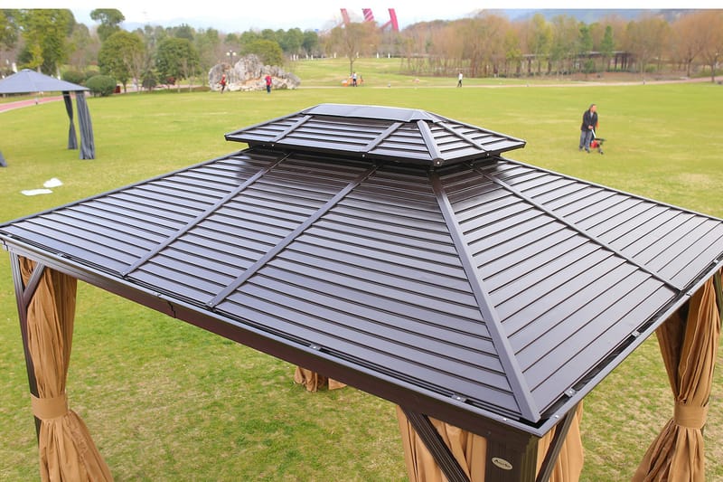 Sunsætia Pavillon 300x400x270 cm - Brun/Beige - Havemøbler - Solafskærmning - Havepavilloner - Komplet pavillon