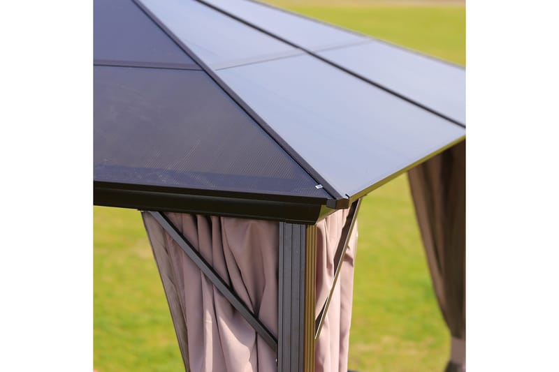 Sunsætia Pavillon 300x300x267 cm Polycarbonat tag - Brun/Beige - Havemøbler - Solafskærmning - Havepavilloner - Komplet pavillon