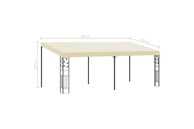 Vægmonteret Pavillon 6X3X2,5 M Cremefarvet - Havemøbler - Solafskærmning - Havepavilloner - Komplet pavillon