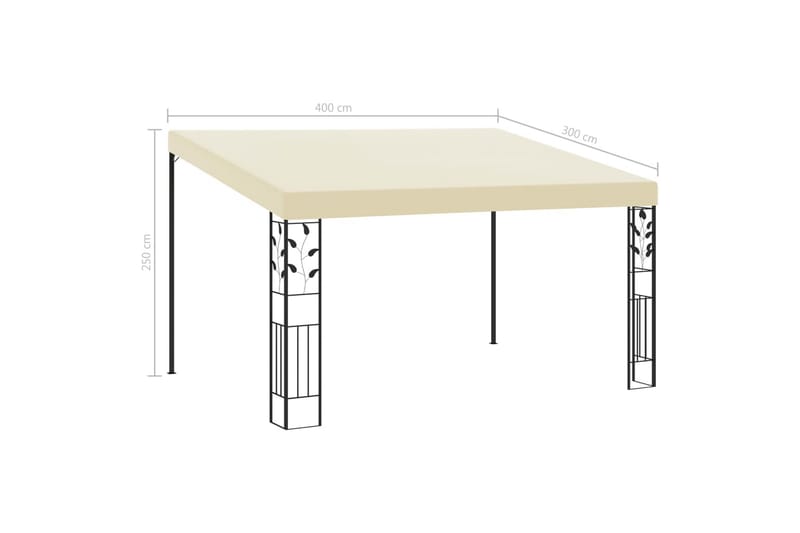 Vægmonteret Pavillon 4X3X2,5 M Cremefarvet - Havemøbler - Solafskærmning - Havepavilloner - Komplet pavillon