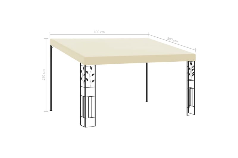 Vægmonteret Pavillon 4X3X2,5 M Cremefarvet - Komplet pavillon