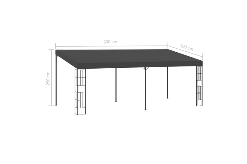 Vægmonteret Pavillon 3X6 M Stof Antracitgrå - Komplet pavillon