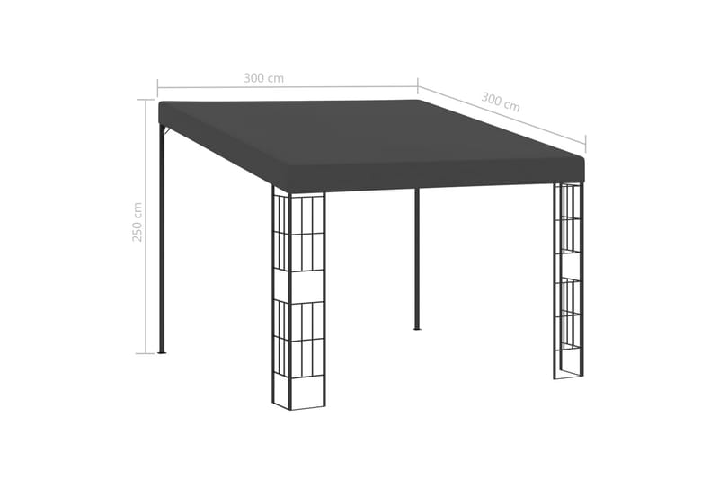 Vægmonteret Pavillon 3X3 M Stof Antracitgrå - Komplet pavillon