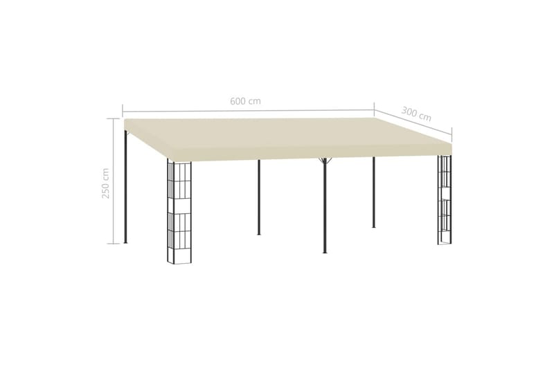 Vægmonteret Pavillon 3X6 M Stof Cremefarvet - Komplet pavillon