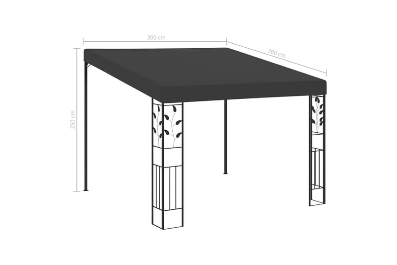Vægmonteret Pavillon 3X3X2,5 M Antracitgrå - Havemøbler - Solafskærmning - Havepavilloner - Komplet pavillon
