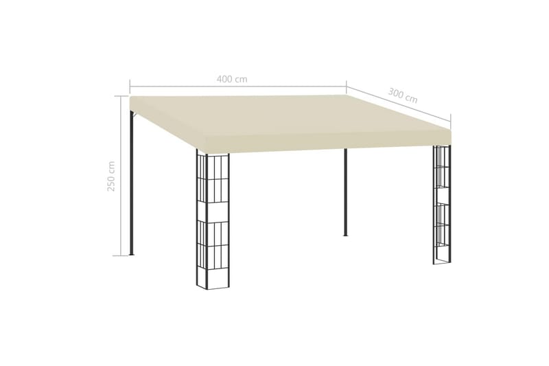 Vægmonteret Pavillon 3X4 M Stof Cremefarvet - Havemøbler - Solafskærmning - Havepavilloner - Komplet pavillon