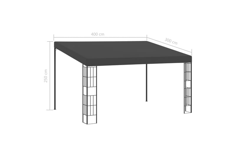 Vægmonteret Pavillon 3X4 M Stof Antracitgrå - Komplet pavillon